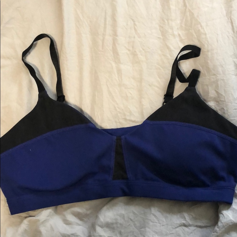 blue fabletics sports bra